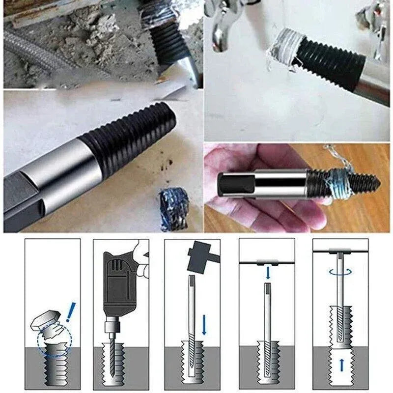 6 Piece Screw Extractor Set Broken Bolt Remover Kit for Damaged Screws