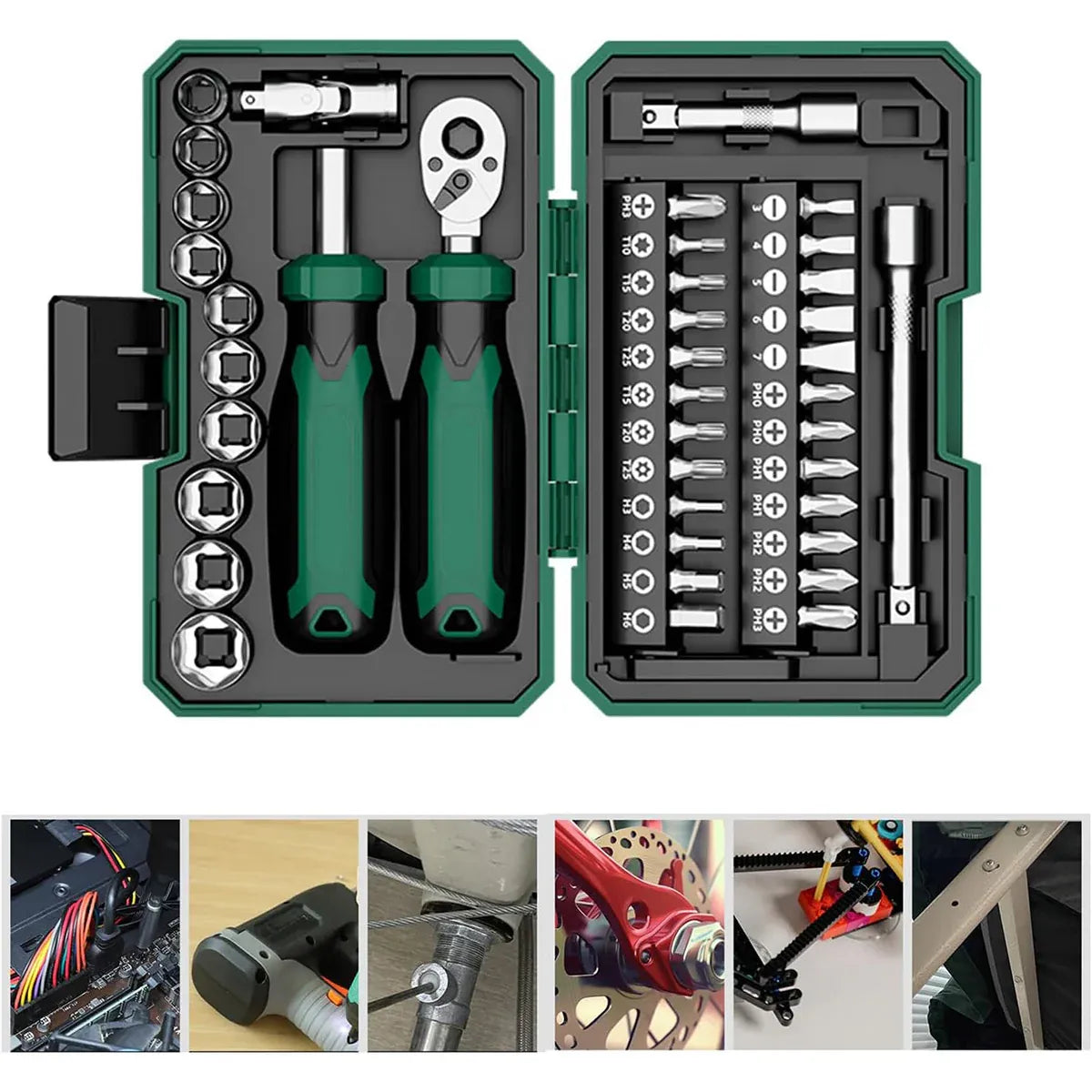 Portable Ratchet Screwdriver Tool Kit 40PCS Durable for Home Cycle Repair Use