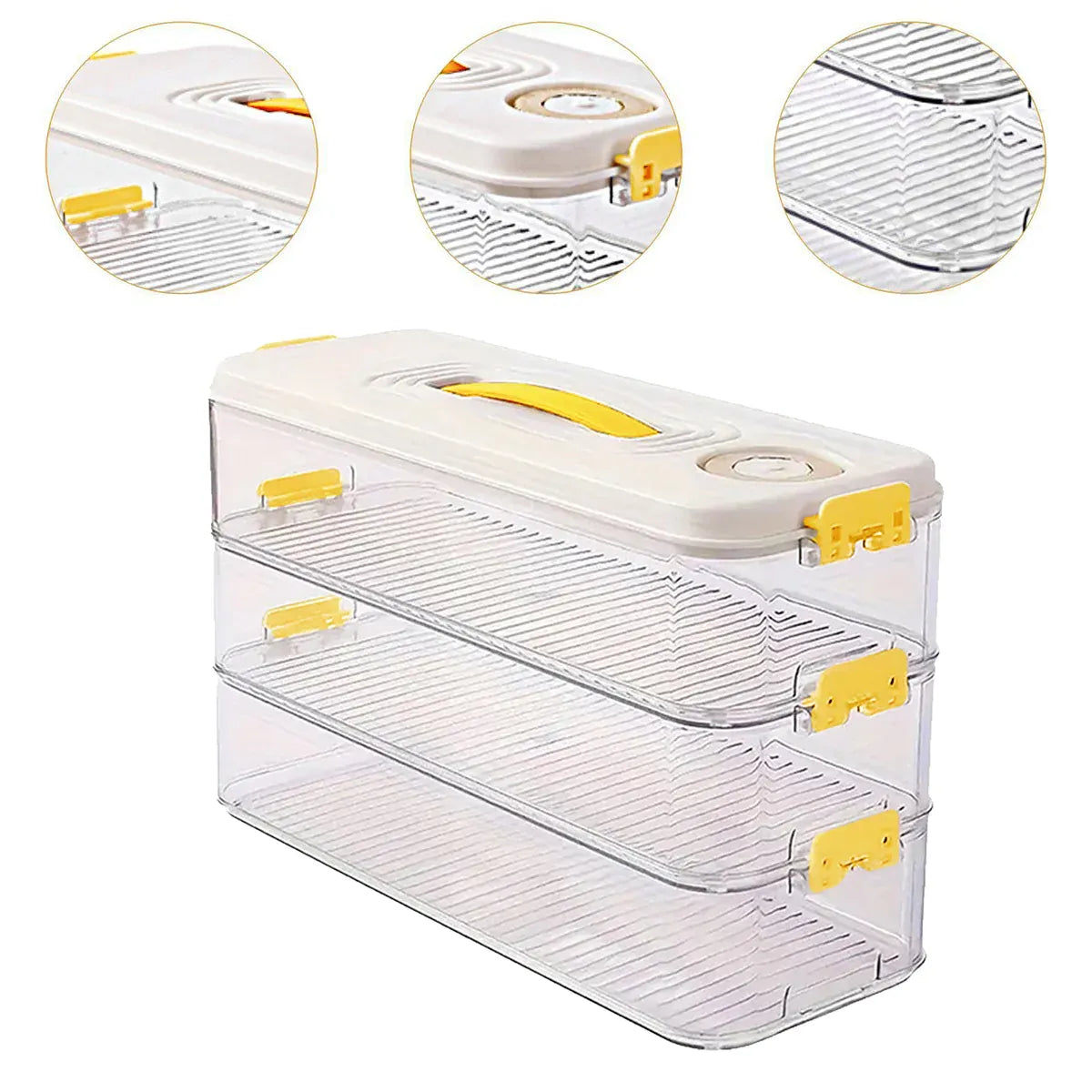3 Layers Square Food Storage Container with Lid Kitchen Organiser for Meal Prep