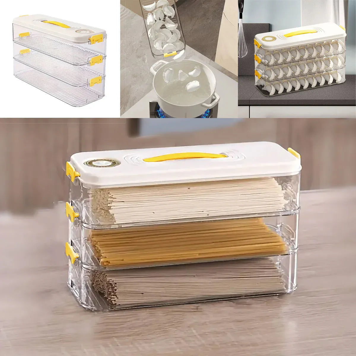 3 Layers Square Food Storage Container with Lid Kitchen Organiser for Meal Prep