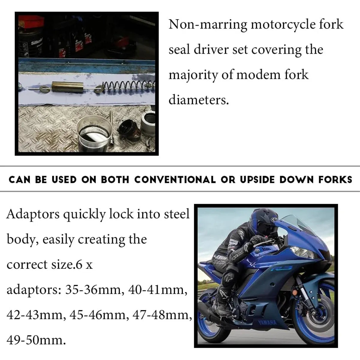 14PCS Universal Fork Seal Driver Tool Kit 35-50mm for Motorcycle Fork Oil Seal