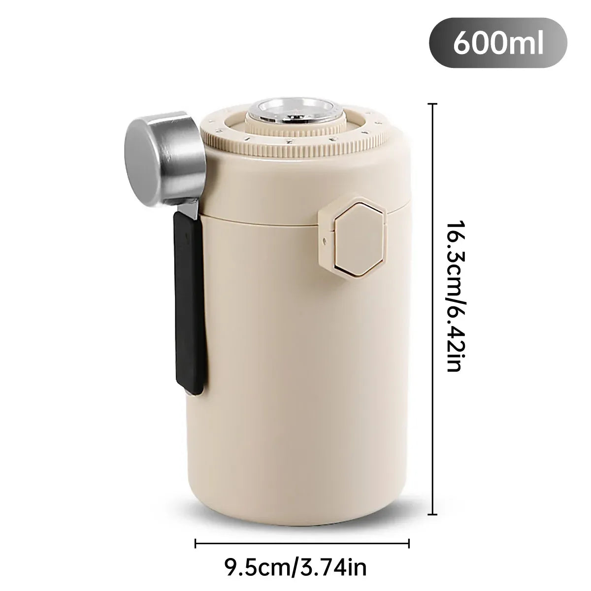 304 Stainless Steel Coffee Bean Sealed Jar 600ml Food Grade Leakproof Durable - Beige