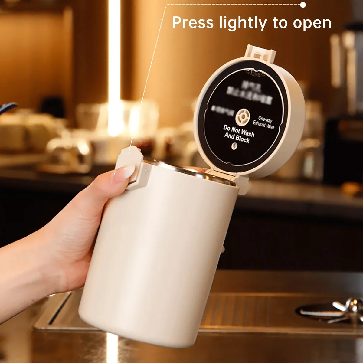 304 Stainless Steel Coffee Bean Sealed Jar 600ml Food Grade Leakproof Durable - Beige