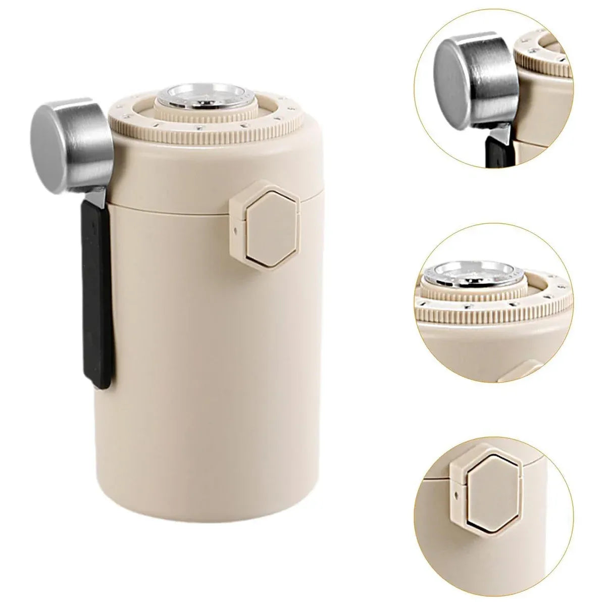 304 Stainless Steel Coffee Bean Sealed Jar 600ml Food Grade Leakproof Durable - Black