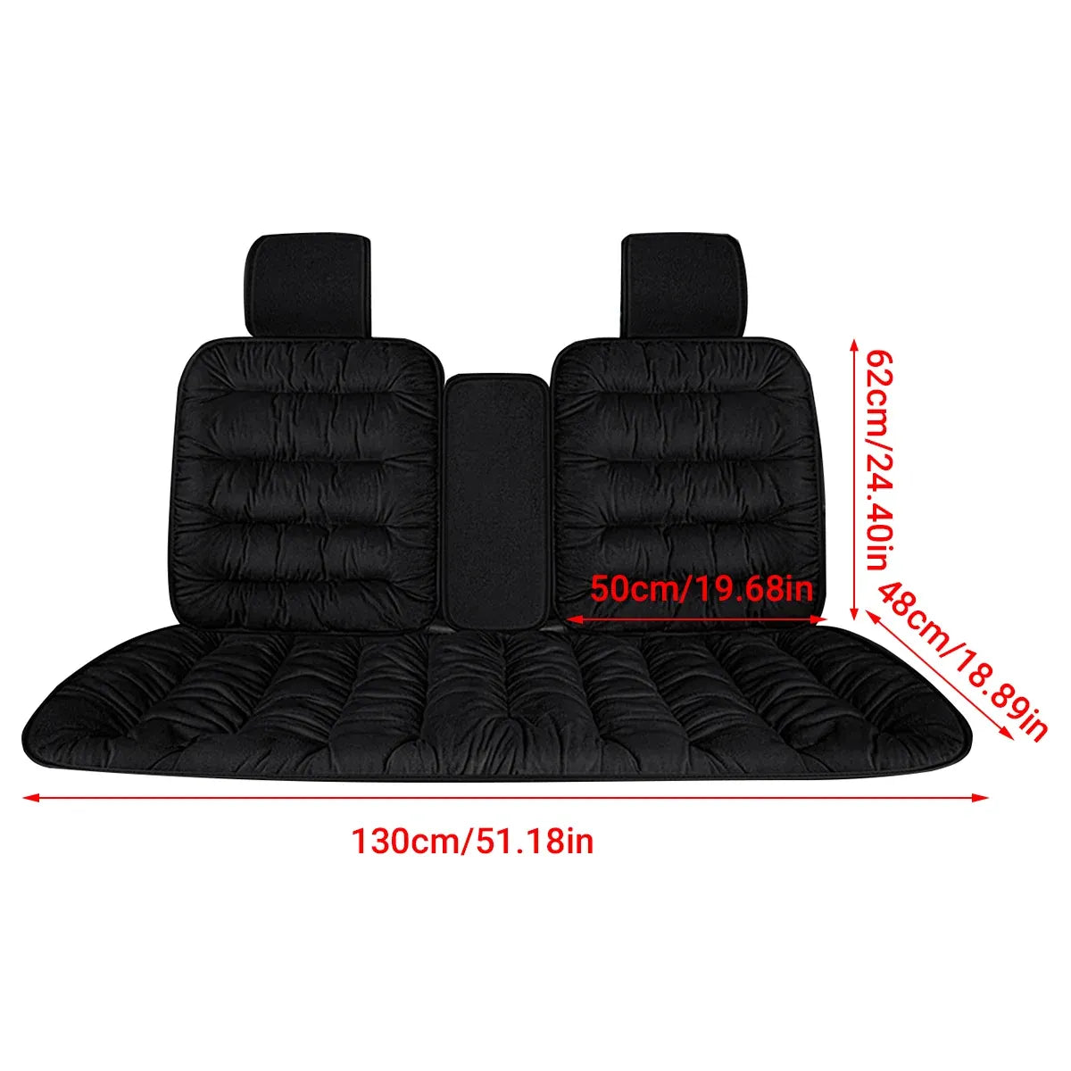 Winter Thick Warm Plush Seat Cover with Backrest Universal Fit for Rear Row - Black