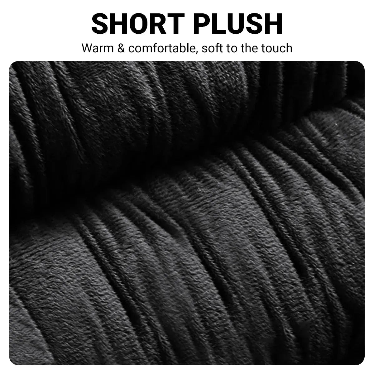 Winter Thick Warm Plush Seat Cover with Backrest Universal Fit for Rear Row - Black
