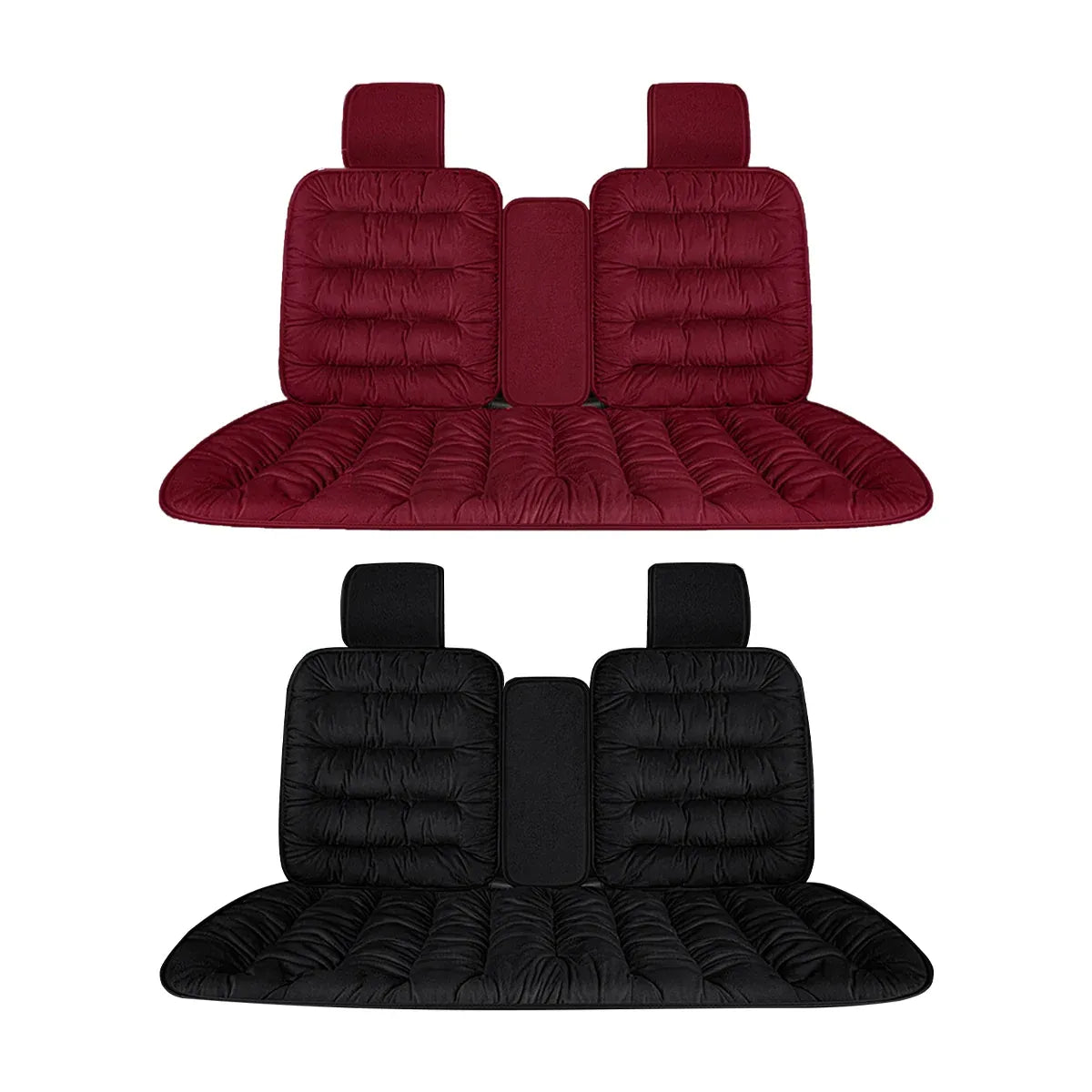 Winter Thick Warm Plush Seat Cover with Backrest Universal Fit for Rear Row - Red
