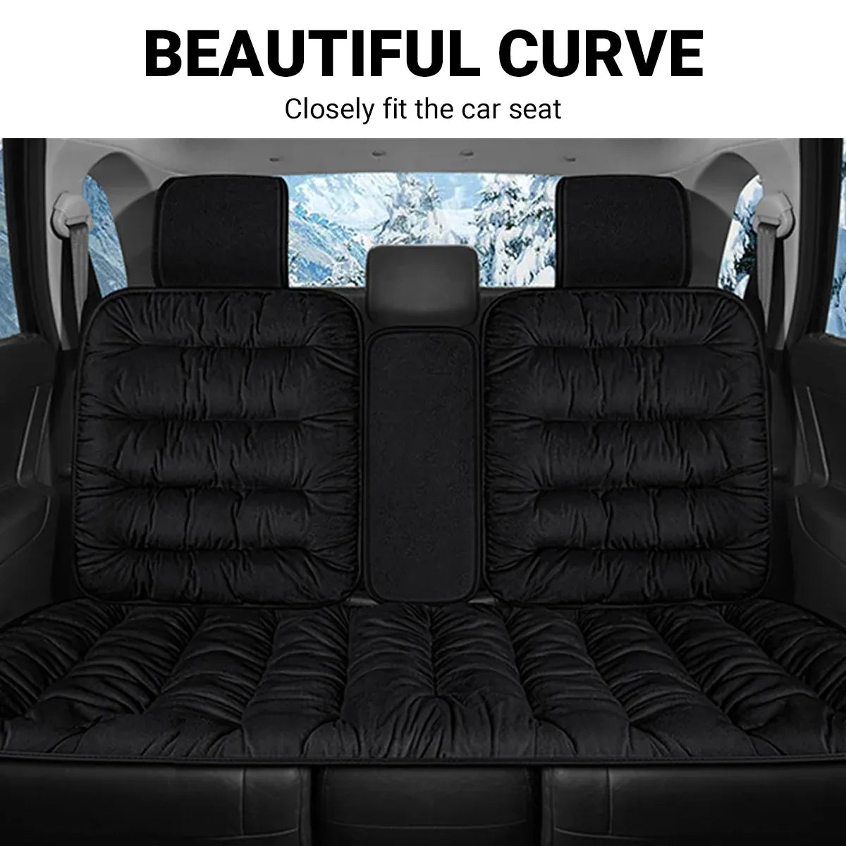 Winter Thick Warm Plush Seat Cover with Backrest Universal Fit for Rear Row - Red