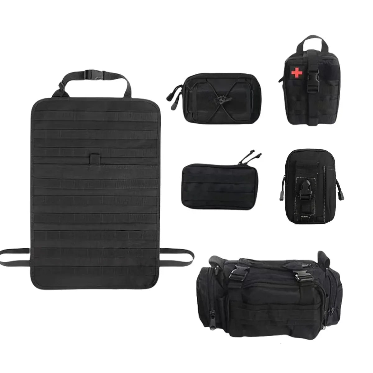Car Universal Rear Seat 6-Piece Storage Bag Set Space Saving Waterproof Durable