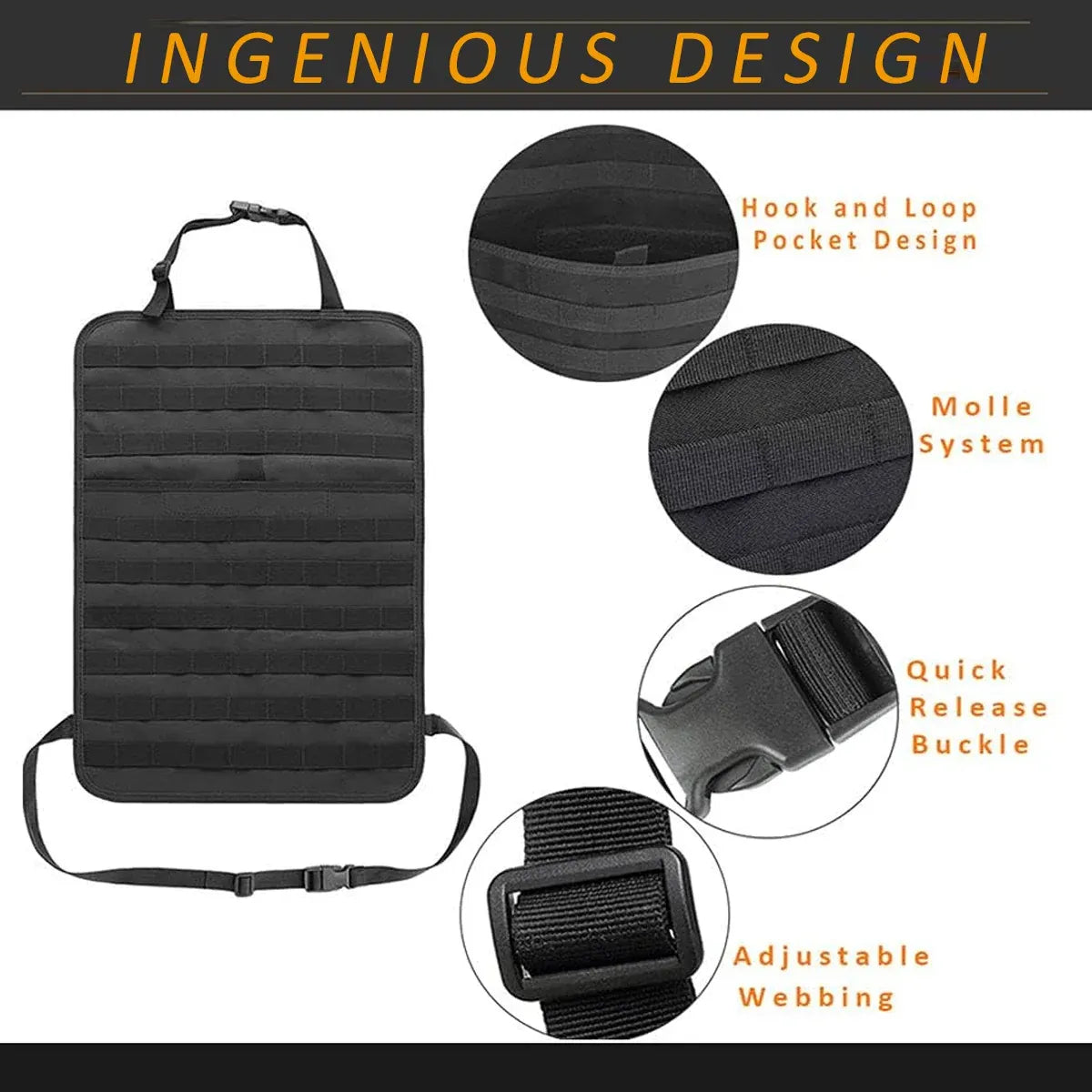 Car Universal Rear Seat 6-Piece Storage Bag Set Space Saving Waterproof Durable