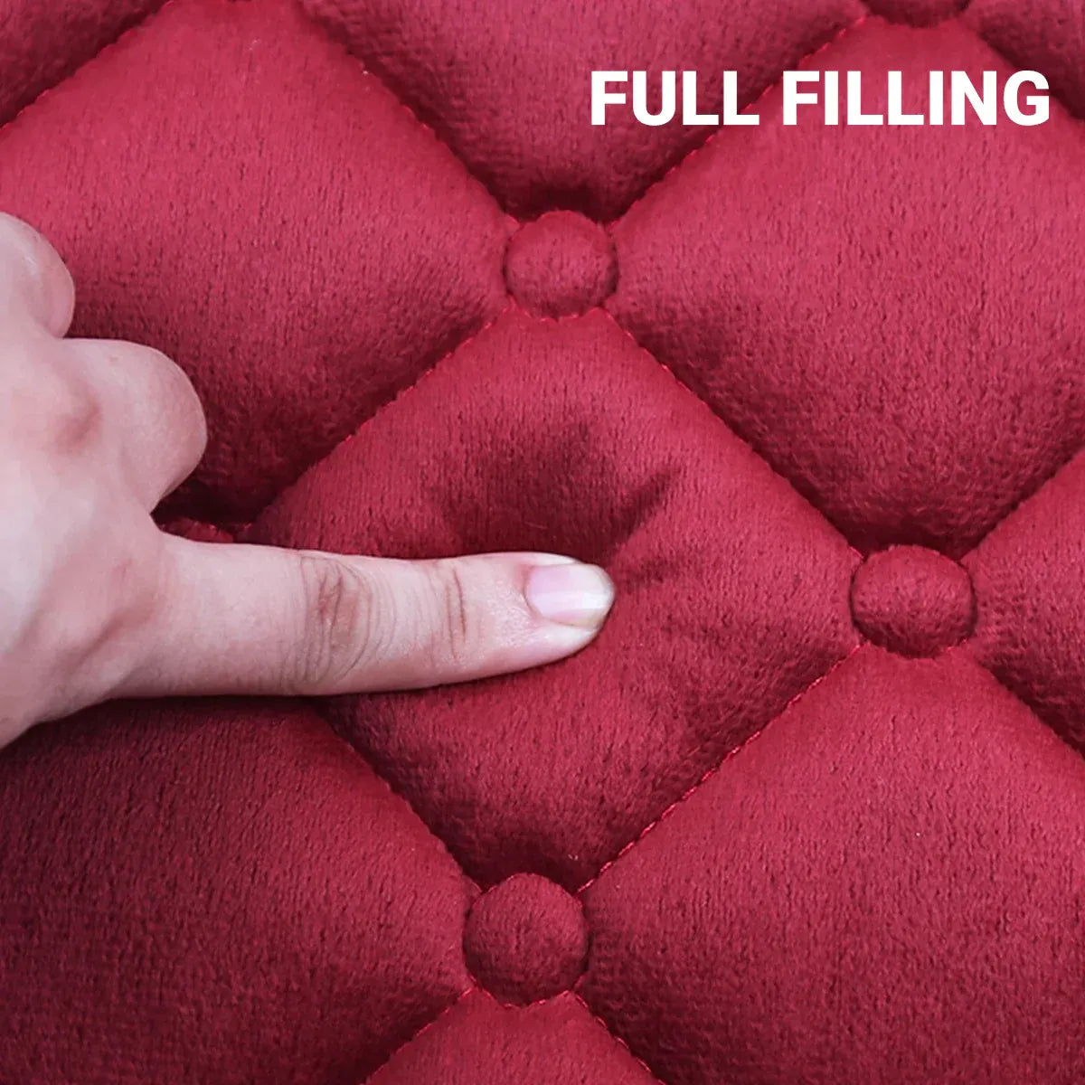 Universal Plush Seat Cushion Set Winter Warm with Backrest for Rear Row - Red
