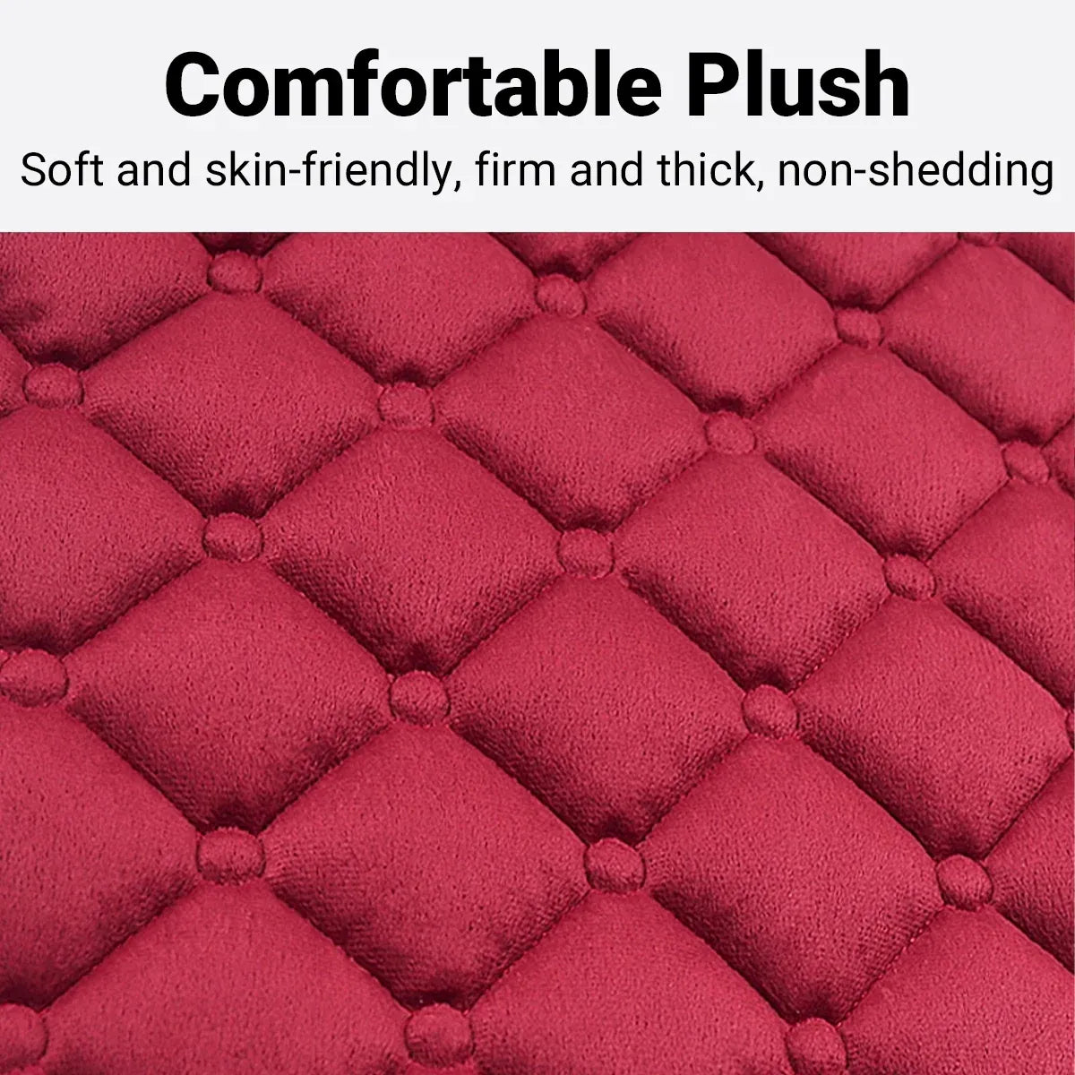 Universal Plush Seat Cushion Set Winter Warm with Backrest for Rear Row - Red
