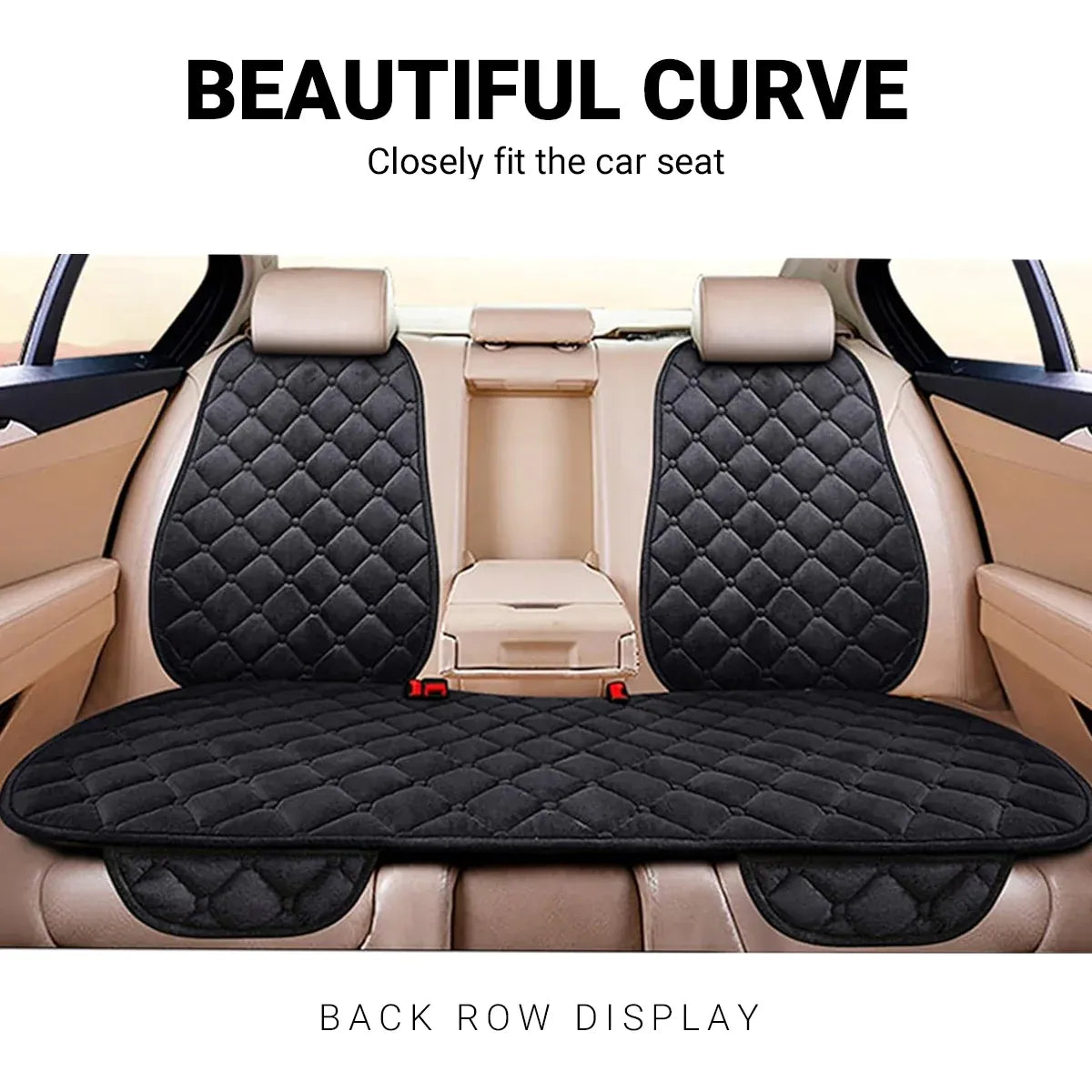 Universal Plush Seat Cushion Set Winter Warm with Backrest for Rear Row - Red