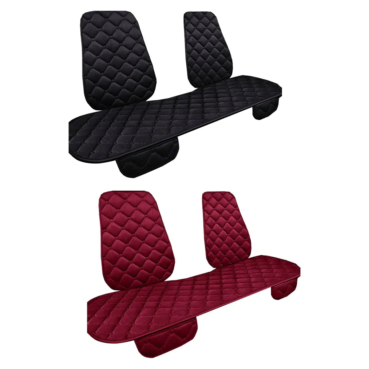 Universal Plush Seat Cushion Set Winter Warm with Backrest for Rear Row - Black