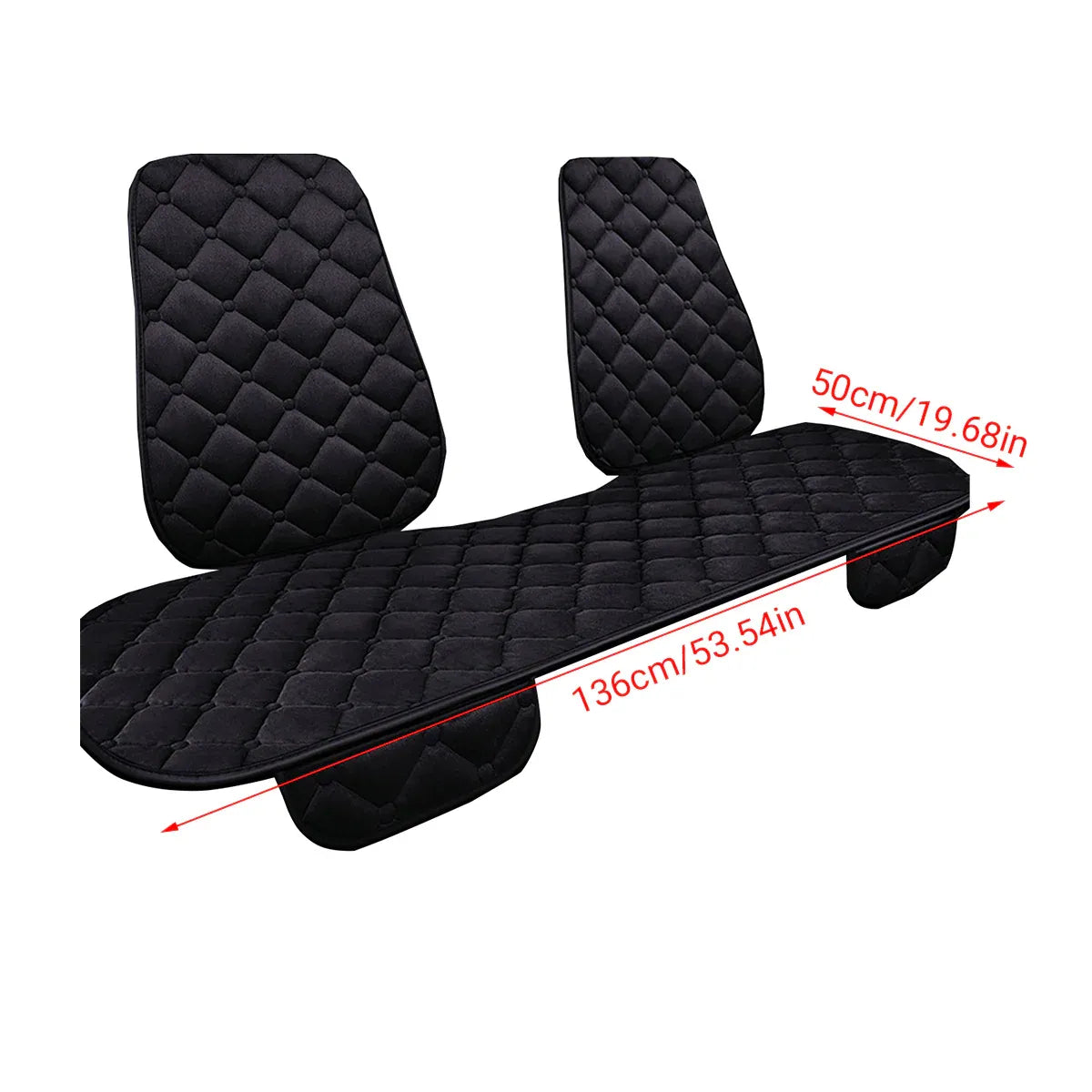 Universal Plush Seat Cushion Set Winter Warm with Backrest for Rear Row - Black