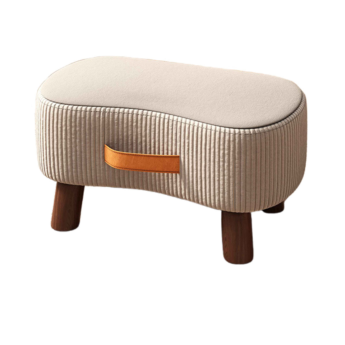 Small Stool for Home Simple Shoe Changing Low Seat Stool Wooden Household Use - Orange