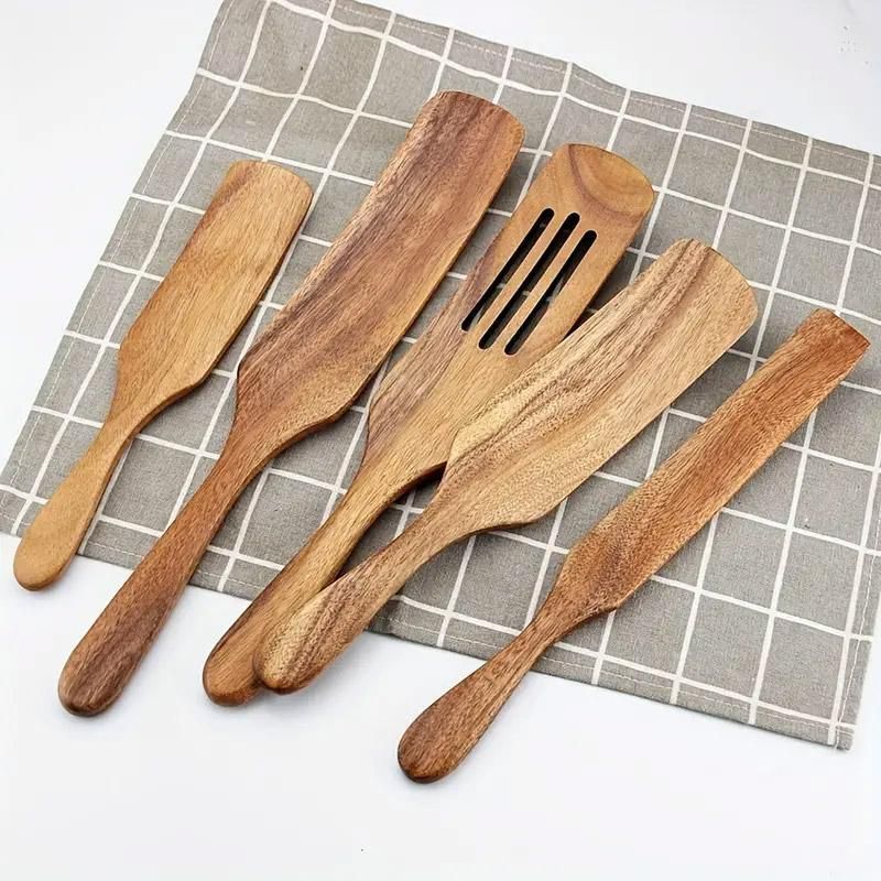 5pcs Wooden Spatula Set Kitchen Cooking Utensils Wooden Spatula for Cooking