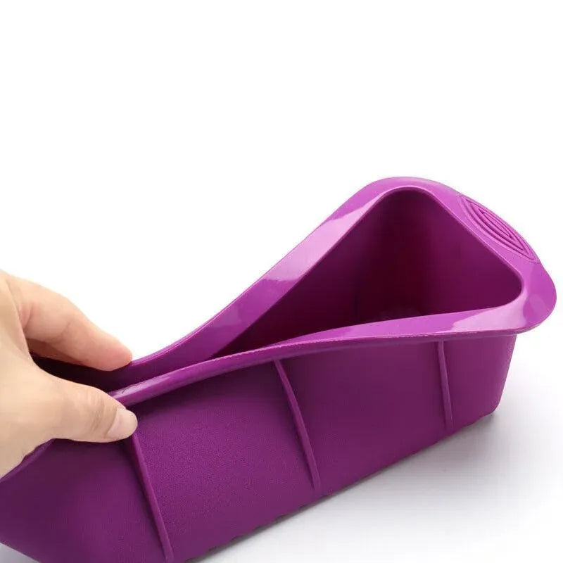 High Temperature Resistant Rectangular Silicone Cake Mold Baking Pan for Kitchen - Purple