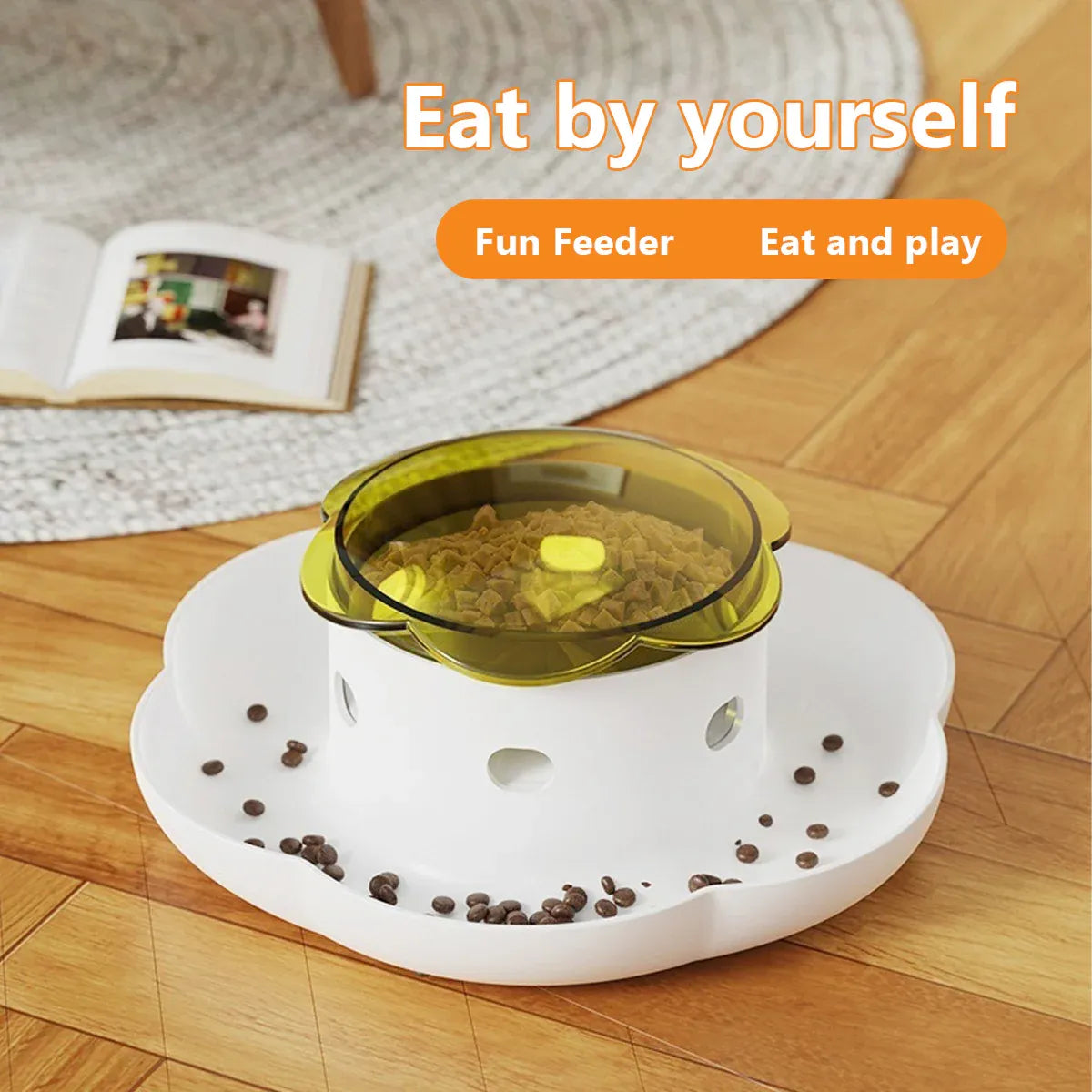 Automatic Pet Food Dispenser Feeding Bowl for Dogs and Cats Food Storage Bowl - Grey