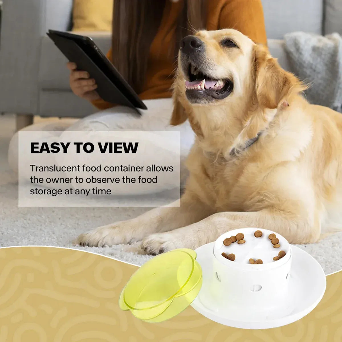 Automatic Pet Food Dispenser Feeding Bowl for Dogs and Cats Food Storage Bowl - Grey