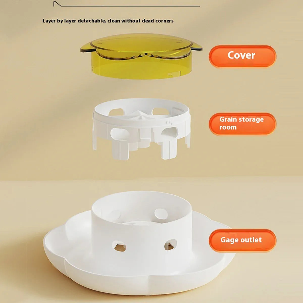 Automatic Pet Food Dispenser Feeding Bowl for Dogs and Cats Food Storage Bowl - Yellow