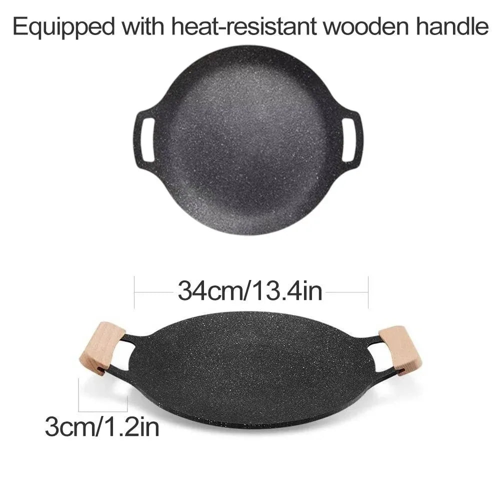 Korean BBQ Grill Pan 34cm Non Stick Marble Coating Plate for Gas Stove Outdoor Use