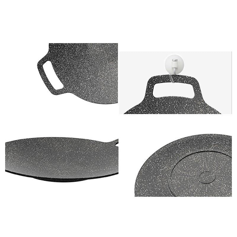 Korean BBQ Grill Pan 34cm Non Stick Marble Coating Plate for Gas Stove Outdoor Use
