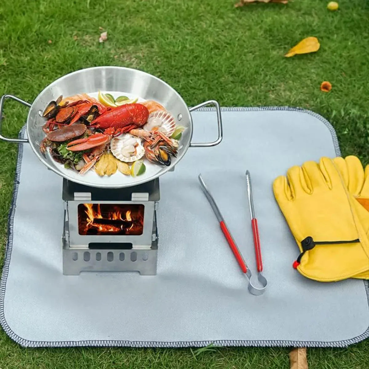 Nonstick Frying Pan Stainless Steel Fry Skillet Safe Camping Binaural Saucepan