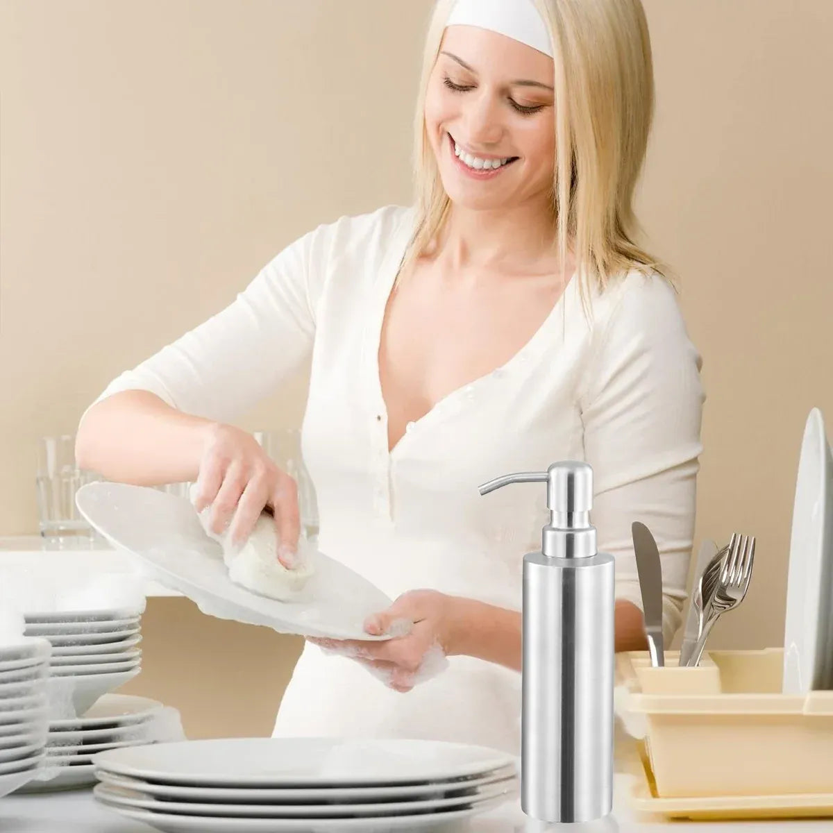 220/320ml Stainless Steel Press Type Oil Sprayer Soap Dispenser Durable - 320ml