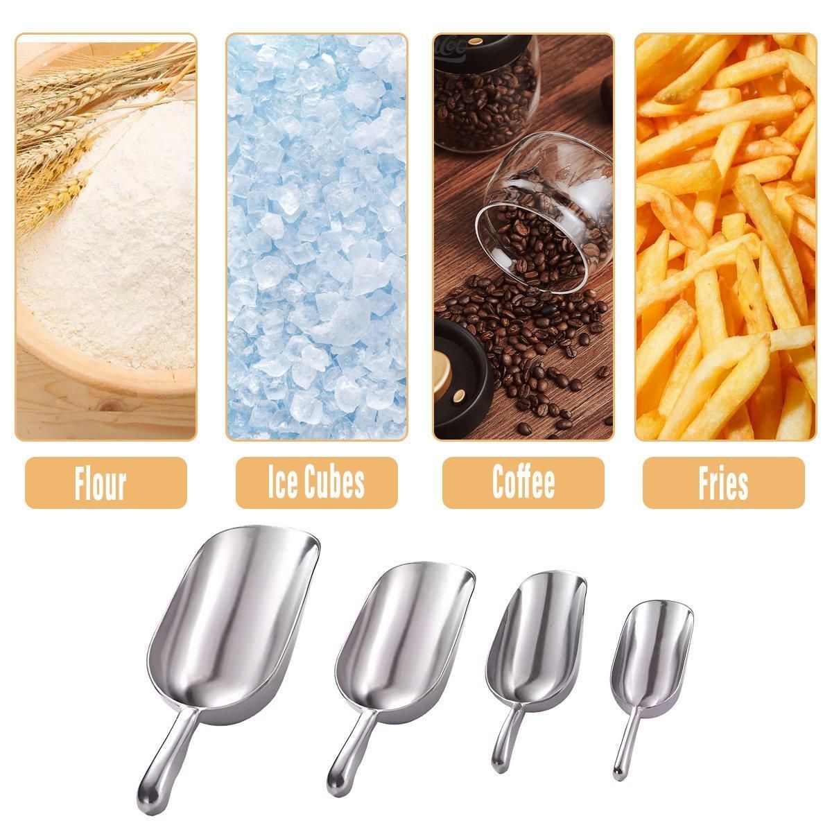 4 Sizes Aluminum Alloy Ice Shovel Flour Rice Scoop Multipurpose Kitchen Tool - L