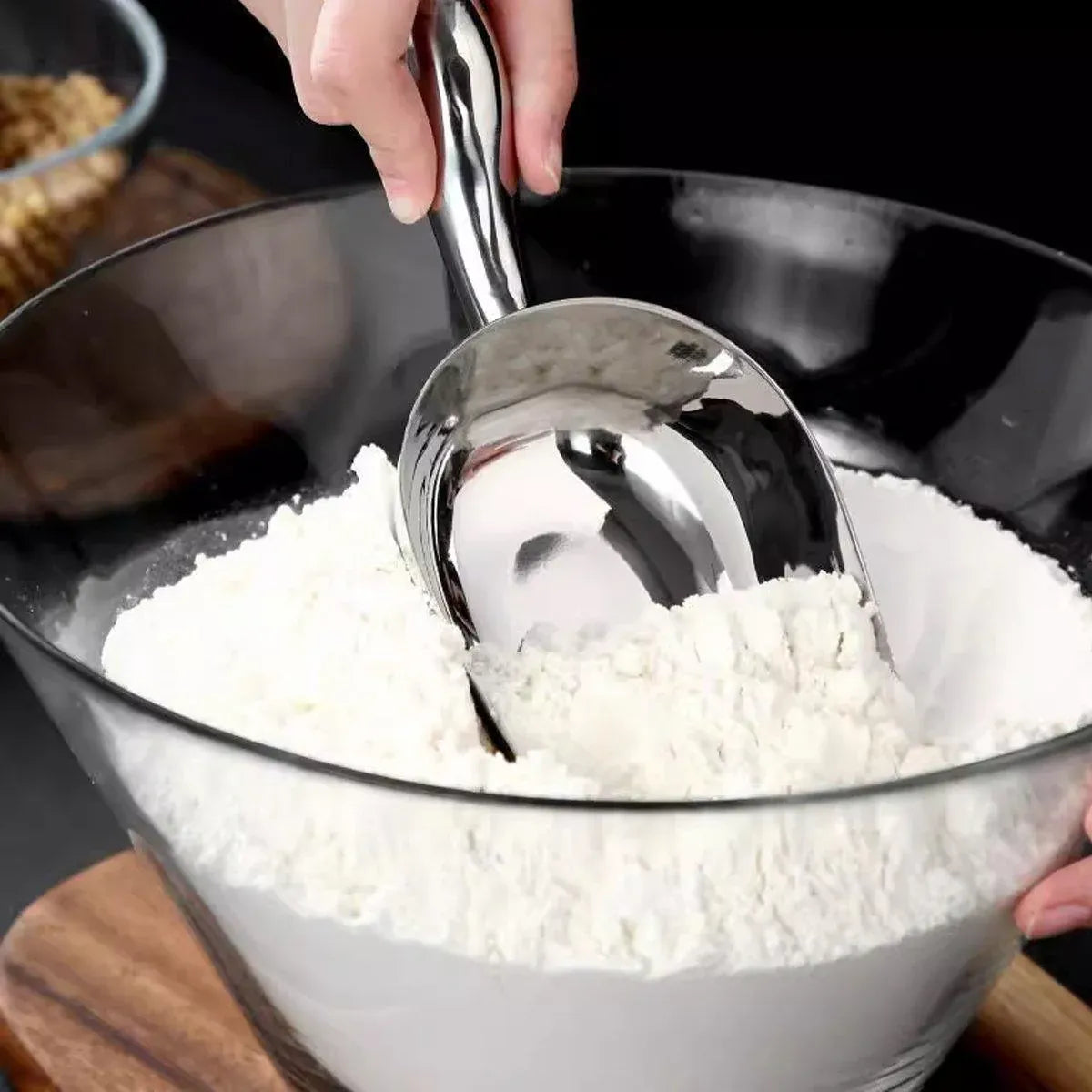 4 Sizes Aluminum Alloy Ice Shovel Flour Rice Scoop Multipurpose Kitchen Tool - L