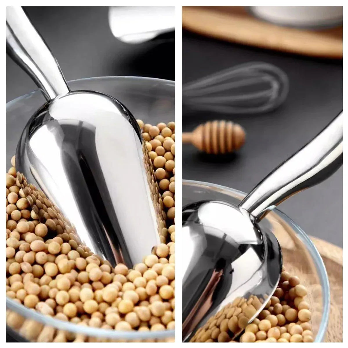 4 Sizes Aluminum Alloy Ice Shovel Flour Rice Scoop Multipurpose Kitchen Tool - M