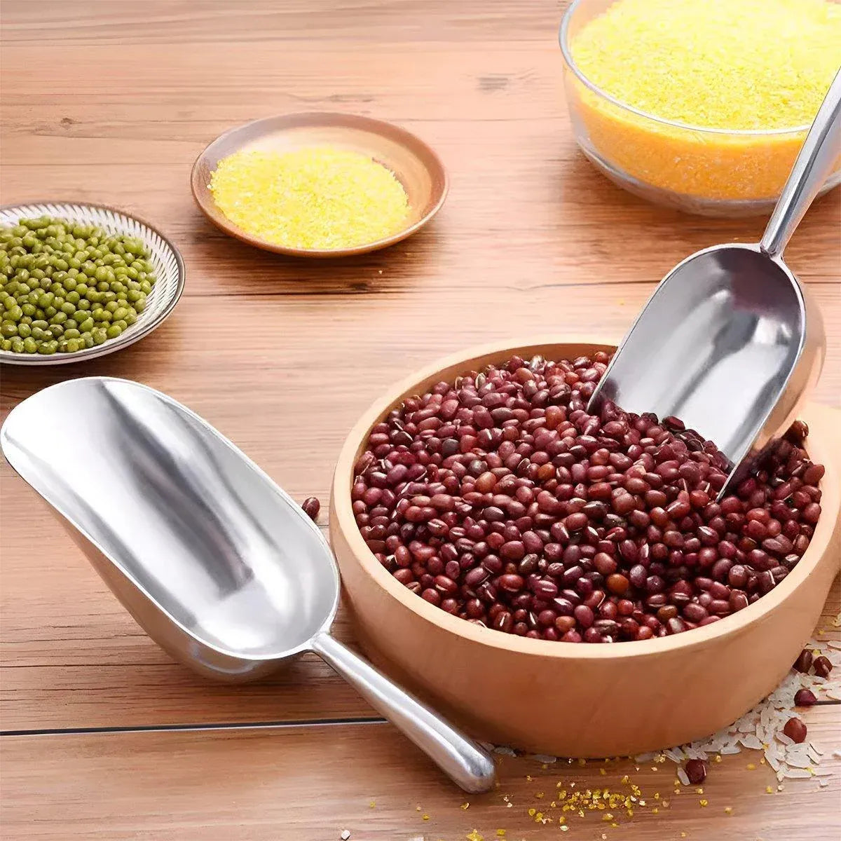 4 Sizes Aluminum Alloy Ice Shovel Flour Rice Scoop Multipurpose Kitchen Tool - M