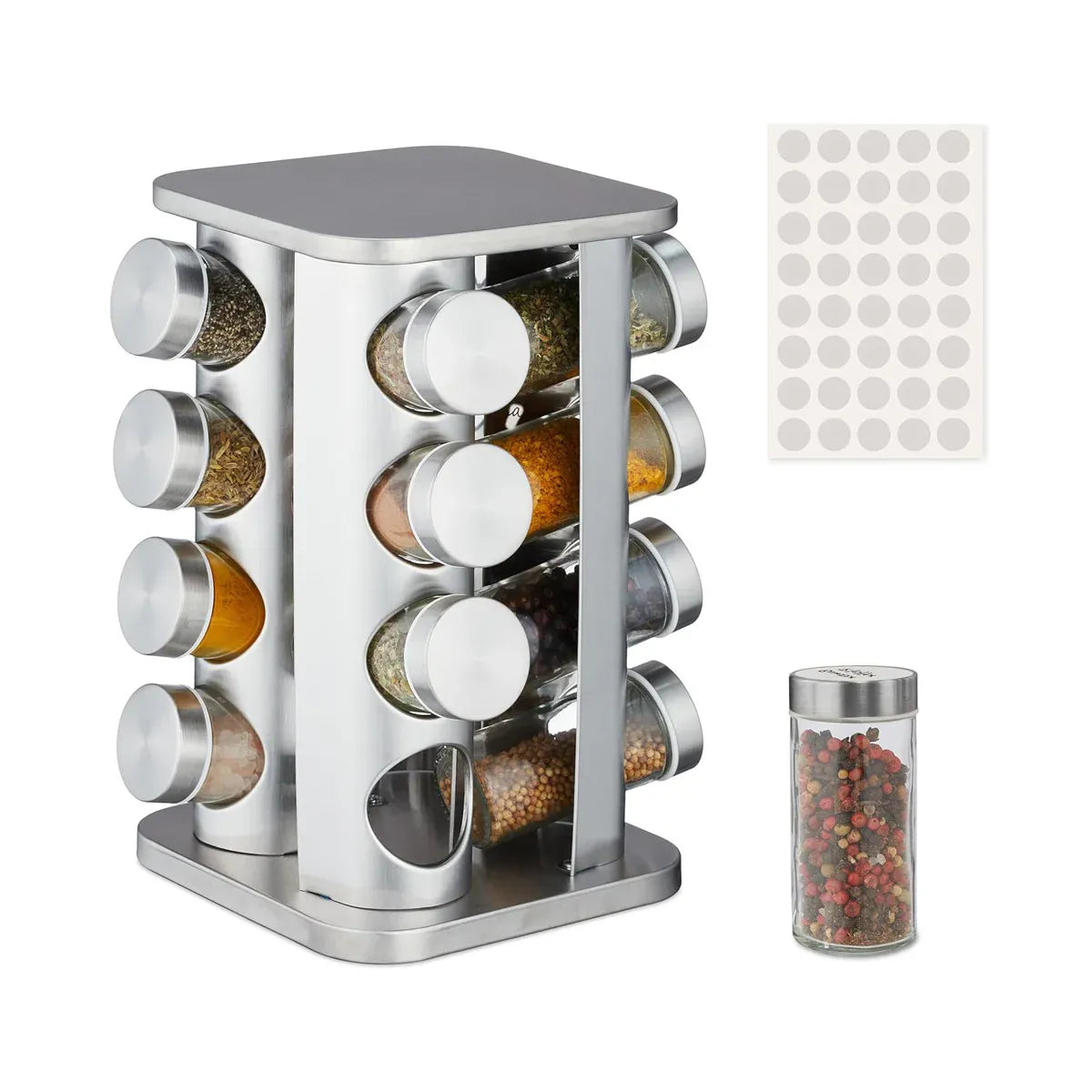 Rotating Spice Bottle Seasoning Rack Multi layer Seasoning Jar Storage Kitchen - Square