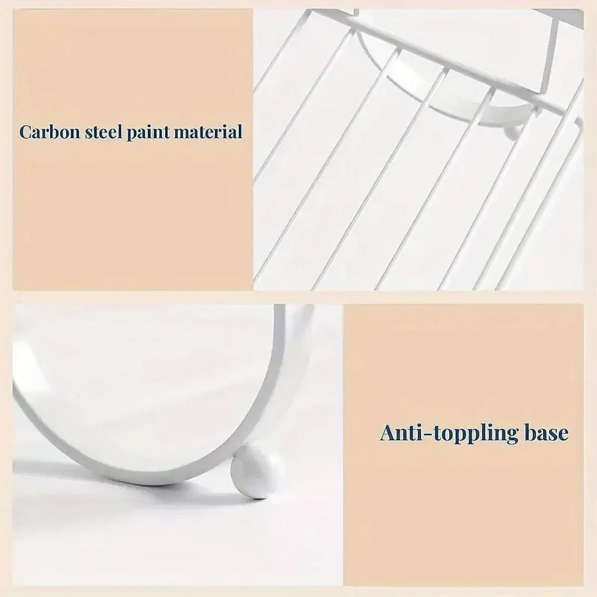 Iron Double Storage Shelf Organiser Durable Metal Rack for Kitchen Bathroom Use - White