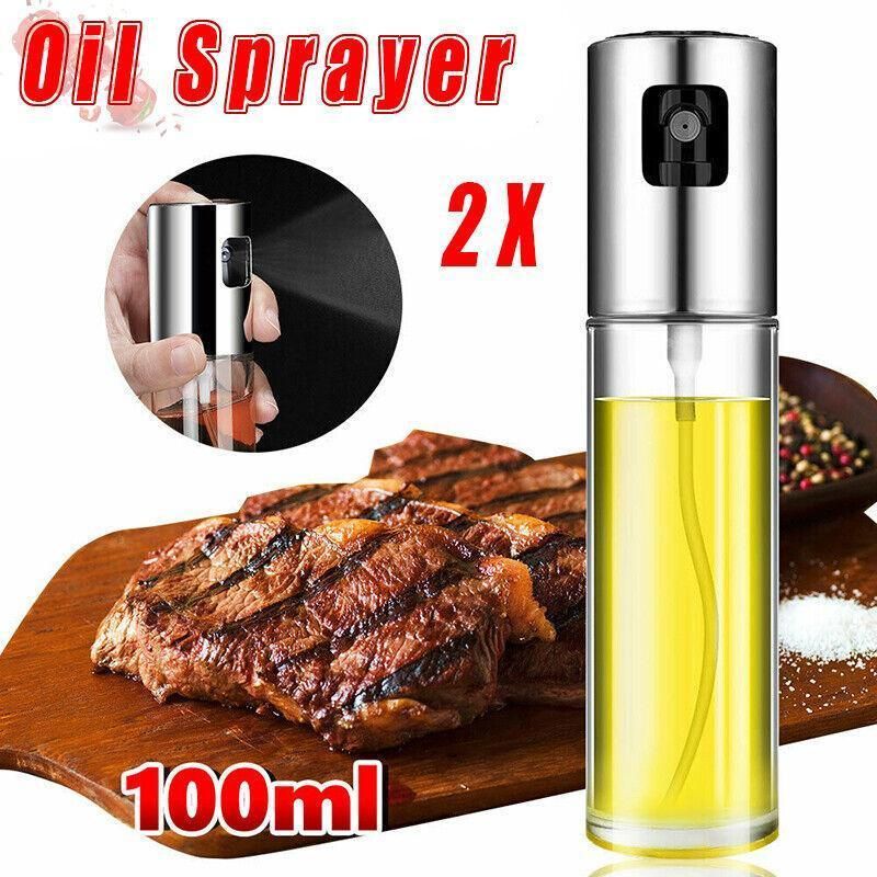 2pcs Oil Sprayer Bottles for Cooking Olive Oil Vinegar Dispenser with Glass Body