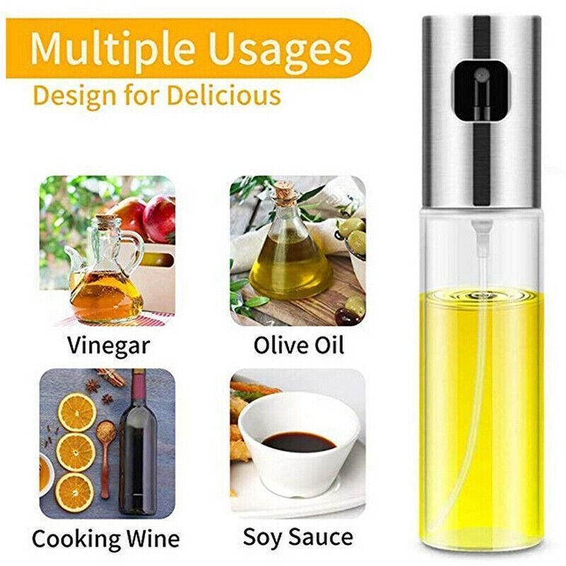 2pcs Oil Sprayer Bottles for Cooking Olive Oil Vinegar Dispenser with Glass Body