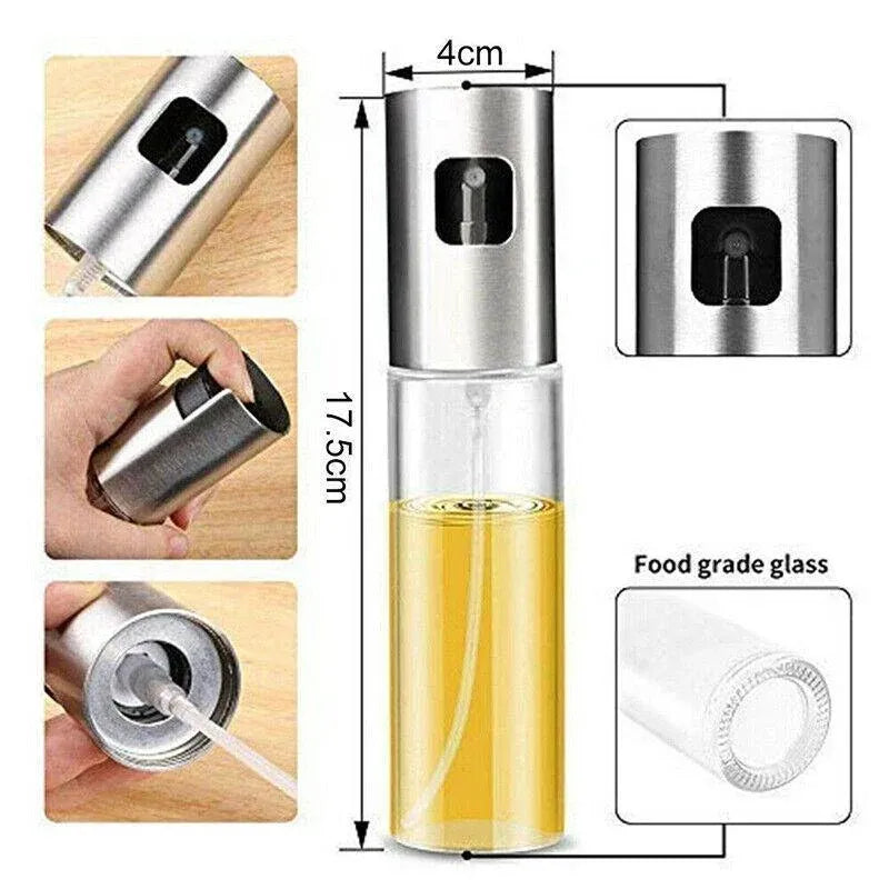 2pcs Oil Sprayer Bottles for Cooking Olive Oil Vinegar Dispenser with Glass Body
