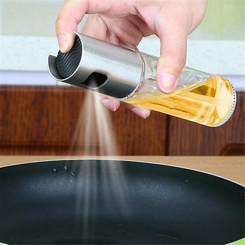 2pcs Oil Sprayer Bottles for Cooking Olive Oil Vinegar Dispenser with Glass Body