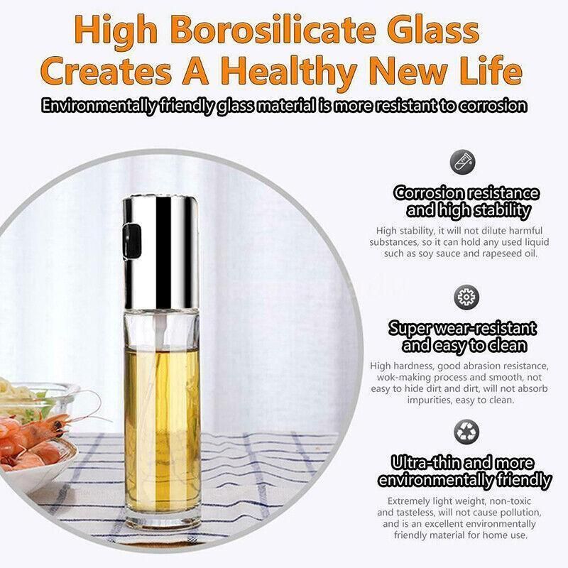 2pcs Oil Sprayer Bottles for Cooking Olive Oil Vinegar Dispenser with Glass Body