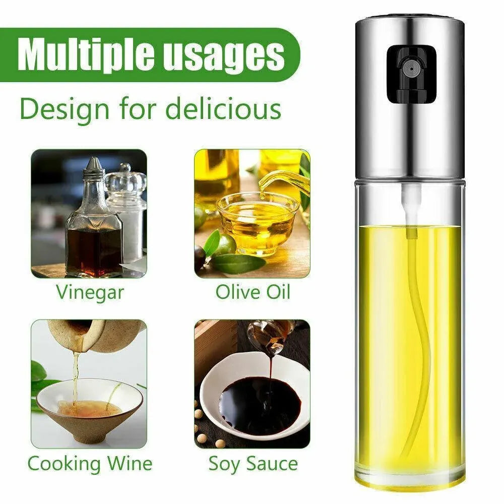 2pcs Oil Sprayer Bottles for Cooking Olive Oil Vinegar Dispenser with Glass Body