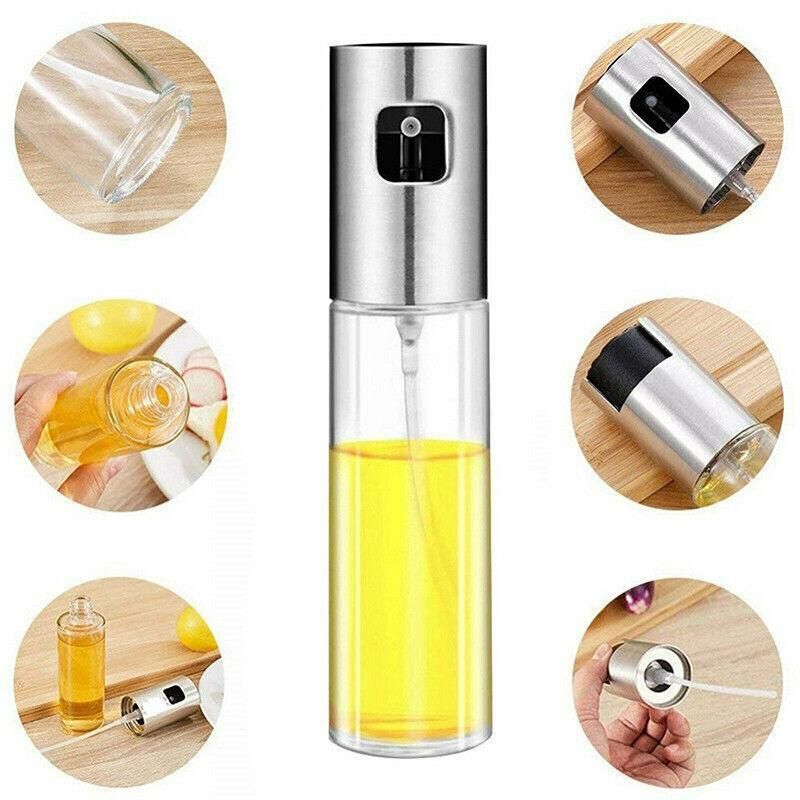2pcs Oil Sprayer Bottles for Cooking Olive Oil Vinegar Dispenser with Glass Body