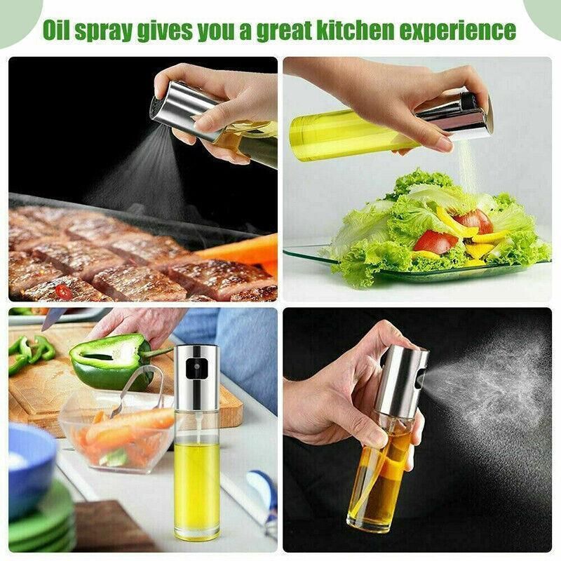 2pcs Oil Sprayer Bottles for Cooking Olive Oil Vinegar Dispenser with Glass Body