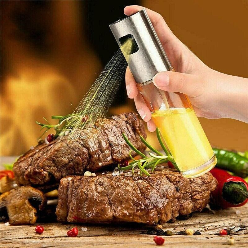 2pcs Oil Sprayer Bottles for Cooking Olive Oil Vinegar Dispenser with Glass Body
