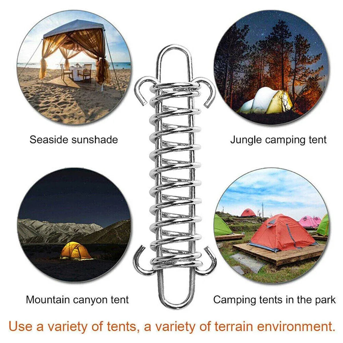 1-15PCS Outdoor Camping Tent Spring Wind Rope Buckle Fix Hook Buckles Silver Red - 10pair