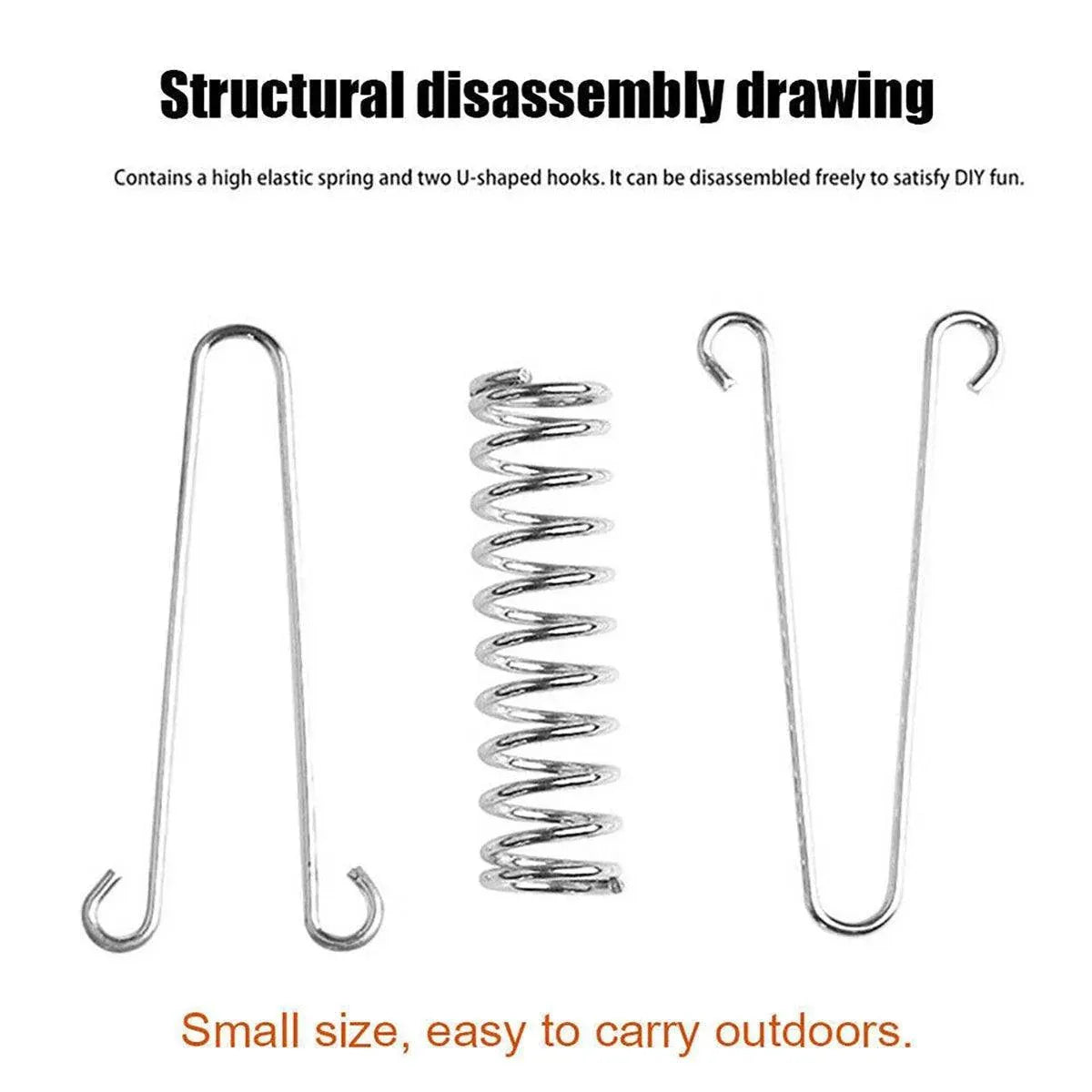 1-15PCS Outdoor Camping Tent Spring Wind Rope Buckle Fix Hook Buckles Silver Red - 5pair