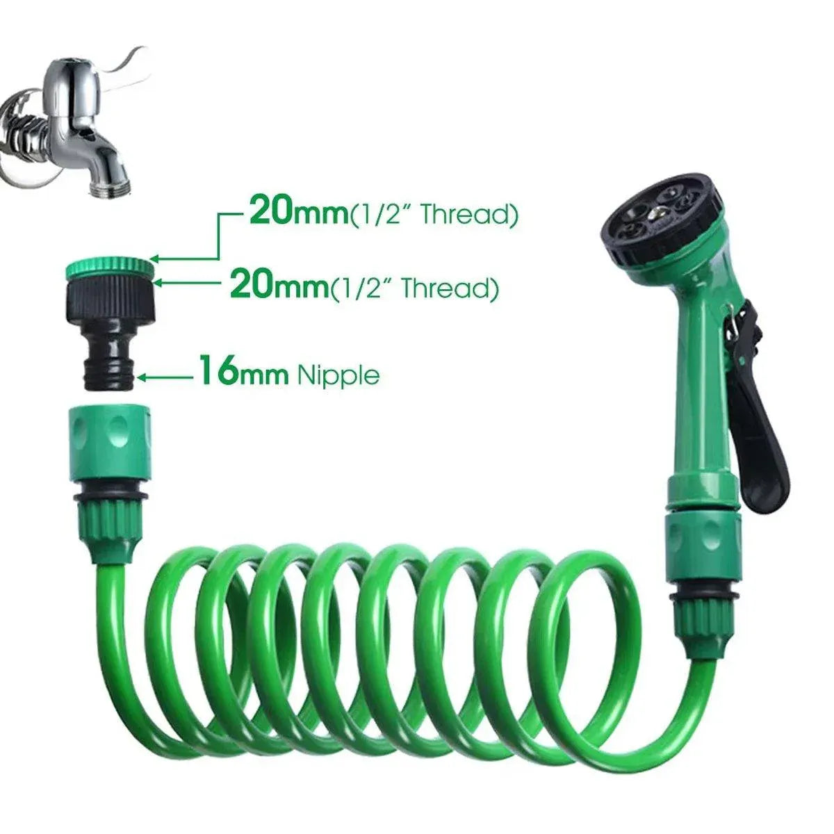 Telescopic Water Hose with Nozzle Garden Sprinkler for Plant Watering Household - 10m