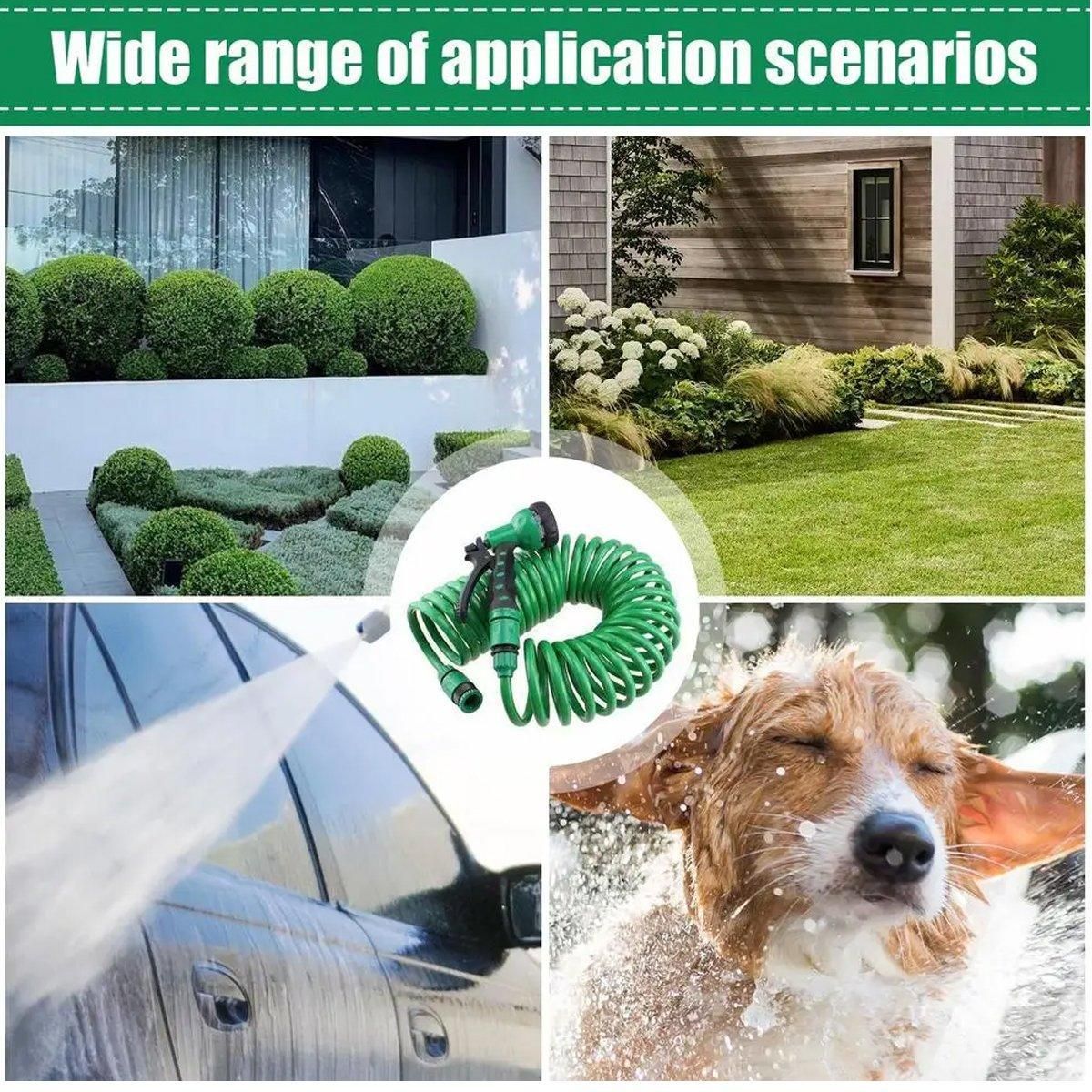 Telescopic Water Hose with Nozzle Garden Sprinkler for Plant Watering Household - 10m