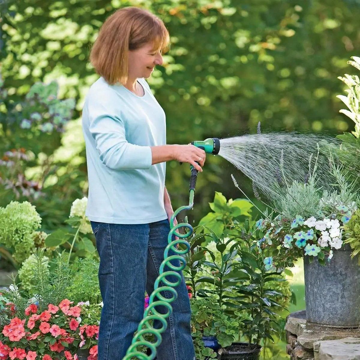 Telescopic Water Hose with Nozzle Garden Sprinkler for Plant Watering Household - 10m
