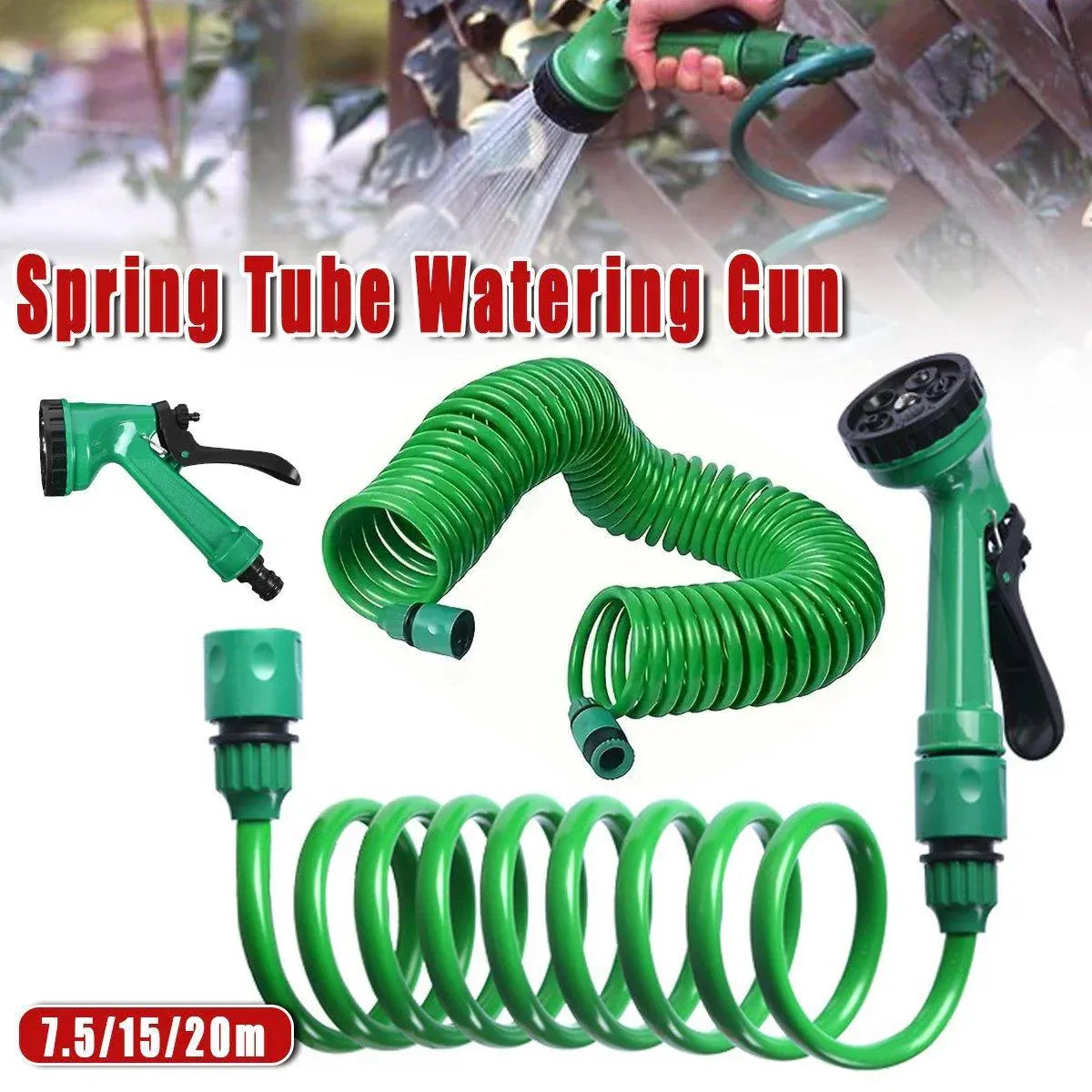 Telescopic Water Hose with Nozzle Garden Sprinkler for Plant Watering Household - 10m